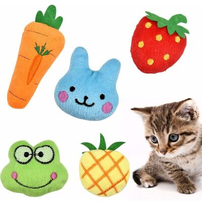 OEM Cataire Jouets, 5 Pièces Jouets À L'Herbe À Chat, Cataire Interactive Jouets À Mâcher Jouet En Peluche Pour Chaton Kitty Fraise/grenouille/lapin/ananas/carotte - Publicité OEM Cataire Jouets, 5 Pièces Jouets À L'Herbe À Chat, Cataire Interactive Jouets À Mâcher Jouet En Peluche Pour Chaton Kitty Fraise/grenouille/lapin/ananas/carotte - Publicité