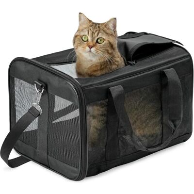 XISRENS Sac De Transport Chat/sac De Transport Chien Pour Chats, Petits Chiens, Chatons Ou Chiots, Souple Et Pliable Avec Tapis En Laine Pour Voyage En Avion, Voiture Et Train Noir - Publicité XISRENS Sac De Transport Chat/sac De Transport Chien Pour Chats, Petits Chiens, Chatons Ou Chiots, Souple Et Pliable Avec Tapis En Laine Pour Voyage En Avion, Voiture Et Train Noir - Publicité