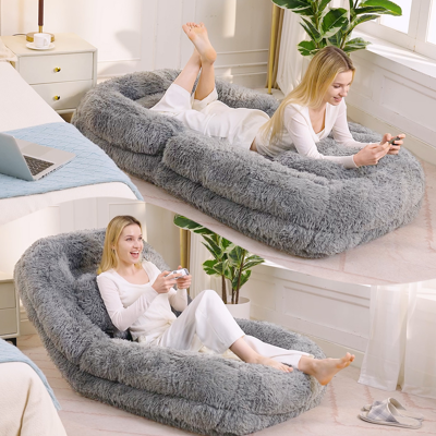 ACKERMAN Lit Chien Humain, Canapé Paresseux, Réglable 5 Positions, Fauteuil Gaming Au Sol, Salon, Adapté Pour Gaming, Méditation, Détente, Tissu Pelucheux, Gris Clair - Publicité ACKERMAN Lit Chien Humain, Canapé Paresseux, Réglable 5 Positions, Fauteuil Gaming Au Sol, Salon, Adapté Pour Gaming, Méditation, Détente, Tissu Pelucheux, Gris Clair - Publicité