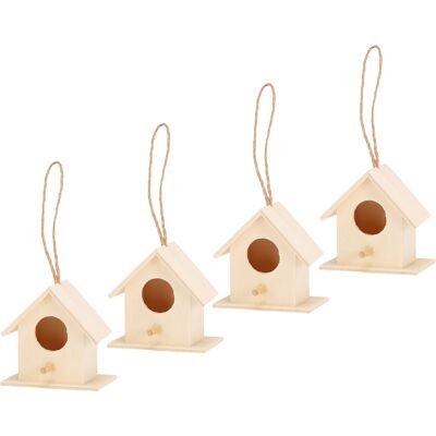 MCKENSA Lot De 4 Nids D'Oiseaux En Bois À Suspendre, Nichoirs, Cages À Oiseaux Pour Jardin, Décoration À Faire Soi-même - Publicité MCKENSA Lot De 4 Nids D'Oiseaux En Bois À Suspendre, Nichoirs, Cages À Oiseaux Pour Jardin, Décoration À Faire Soi-même - Publicité