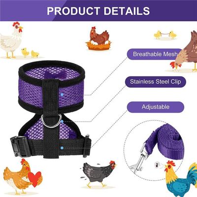 MCKENSA Harnais Réglable Pour Poule Avec Laisse, Gilet Respirant Pour Poule Avec Ceinture Assortie De 1,1 M, Corde De Traction Pour L'Entraînement Extérieur Des Animaux De Compagnie (canard, Oie), Bleu, Taill - Publicité MCKENSA Harnais Réglable Pour Poule Avec Laisse, Gilet Respirant Pour Poule Avec Ceinture Assortie De 1,1 M, Corde De Traction Pour L'Entraînement Extérieur Des Animaux De Compagnie (canard, Oie), Bleu, Taill - Publicité