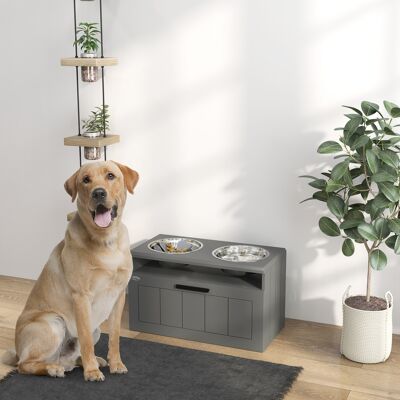 ALLAUVE Bol Surélevé Pour Chien Avec 2 Gamelles Inox, Tapis Anti-glouton, Support De Gamelle Avec Rangement 25l, Gamelle Eau Et Nourriture Pour Grands Et Très Grands Chiens, Gris - Publicité ALLAUVE Bol Surélevé Pour Chien Avec 2 Gamelles Inox, Tapis Anti-glouton, Support De Gamelle Avec Rangement 25l, Gamelle Eau Et Nourriture Pour Grands Et Très Grands Chiens, Gris - Publicité