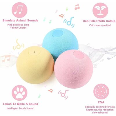 DELKEVIC Balles De Jouet Pour Chat - Jouets Interactifs Pour Chat Pour Chats D'Intérieur Jouets Pour Chat Rechargeables Chaton Pet Cat Kick Ball Toys Amusants Et Réalistes Animal Meows 3-pack - Publicité DELKEVIC Balles De Jouet Pour Chat - Jouets Interactifs Pour Chat Pour Chats D'Intérieur Jouets Pour Chat Rechargeables Chaton Pet Cat Kick Ball Toys Amusants Et Réalistes Animal Meows 3-pack - Publicité