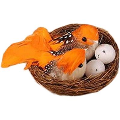 YUDO Nid D'Oiseau Artificiel Avec Œufs, Sculpture D'Oiseaux, Décoration De Pâques Pour Le Printemps-orange - Publicité YUDO Nid D'Oiseau Artificiel Avec Œufs, Sculpture D'Oiseaux, Décoration De Pâques Pour Le Printemps-orange - Publicité