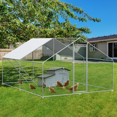 ACKERMAN Enclos Pour Poules Avec Parcours Libre 3x4x2m Avec Verrou De Sécurité Et Bâche Pe Imperméable, Enclos En Métal Pour Poules, Lapins Et Autres Petits Animaux - Publicité ACKERMAN Enclos Pour Poules Avec Parcours Libre 3x4x2m Avec Verrou De Sécurité Et Bâche Pe Imperméable, Enclos En Métal Pour Poules, Lapins Et Autres Petits Animaux - Publicité