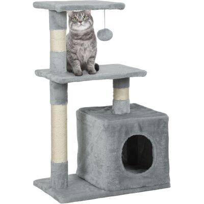 WINS Arbre À Chat Avec Plateformes, Griffoir Sisal, Niche Et Jouets Inclus, Dimensions 50x30x81,5cm, Couleur Gris - Publicité WINS Arbre À Chat Avec Plateformes, Griffoir Sisal, Niche Et Jouets Inclus, Dimensions 50x30x81,5cm, Couleur Gris - Publicité