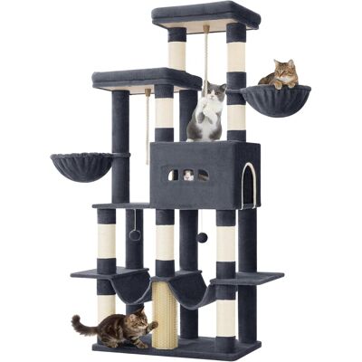 OEM Arbre À Chat, 176 Cm, 2 Plateformes Extra-larges, 2 Grandes Grottes, 9 Poteaux À Griffer En Sisal, 2 Hamacs, Panier Pour Chat, Pompons, Convient Aux Chats Maine Coon, Gris Foncé - Publicité OEM Arbre À Chat, 176 Cm, 2 Plateformes Extra-larges, 2 Grandes Grottes, 9 Poteaux À Griffer En Sisal, 2 Hamacs, Panier Pour Chat, Pompons, Convient Aux Chats Maine Coon, Gris Foncé - Publicité
