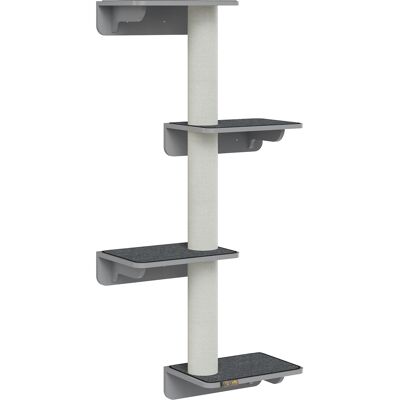 ARRIGONI Arbre A Chat Mural 137 Cm 4 Etages Avec 4 Plateformes Et 3 Poteaux A Griffer Pour Chats De Moins De 5 Kg - Publicité ARRIGONI Arbre A Chat Mural 137 Cm 4 Etages Avec 4 Plateformes Et 3 Poteaux A Griffer Pour Chats De Moins De 5 Kg - Publicité
