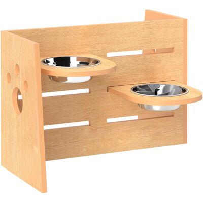 HEAT Gamelle Surélevée Pour Chien Avec 3 Hauteurs Réglables, 2 Gamelles En Acier Inoxydable, 63 X 58,5 X 40 Cm, Chêne - Publicité HEAT Gamelle Surélevée Pour Chien Avec 3 Hauteurs Réglables, 2 Gamelles En Acier Inoxydable, 63 X 58,5 X 40 Cm, Chêne - Publicité