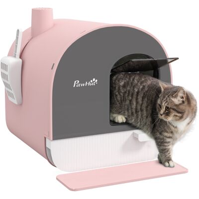MIDUODUO Bac Litière Fermé Chats Plateau Amovible Pelle Filtre, 43x44x47 Cm, Rose - Publicité MIDUODUO Bac Litière Fermé Chats Plateau Amovible Pelle Filtre, 43x44x47 Cm, Rose - Publicité