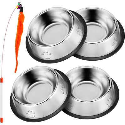 GRASSLIN 4 Gamelle Chat, Acier Inoxydable, Anneau Antidérapant, Jouet Inclus, Pour Chats Et Chiots - Publicité GRASSLIN 4 Gamelle Chat, Acier Inoxydable, Anneau Antidérapant, Jouet Inclus, Pour Chats Et Chiots - Publicité
