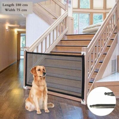 ABYSSE Barrière De Sécurité Chien Extensible,barriere Animaux Retractable,barriere Animaux,barriere Chien,barrière Pour Chien Escalier,porte Magique Chien (l-180 X 75) - Publicité ABYSSE Barrière De Sécurité Chien Extensible,barriere Animaux Retractable,barriere Animaux,barriere Chien,barrière Pour Chien Escalier,porte Magique Chien (l-180 X 75) - Publicité