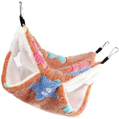 YUDO Hamac Pour Hamster, Litière Double Couche Douce, Nid Douillet Pour Petits Animaux De Compagnie Comme Les Écureuils Et Les Furets-brown Star - Publicité YUDO Hamac Pour Hamster, Litière Double Couche Douce, Nid Douillet Pour Petits Animaux De Compagnie Comme Les Écureuils Et Les Furets-brown Star - Publicité