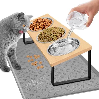 GRASSLIN 1 Gamelle Chat 3 En 1,acier Inoxydable,bambou Naturel,support Incliné,chien Petit Moyen - Publicité GRASSLIN 1 Gamelle Chat 3 En 1,acier Inoxydable,bambou Naturel,support Incliné,chien Petit Moyen - Publicité