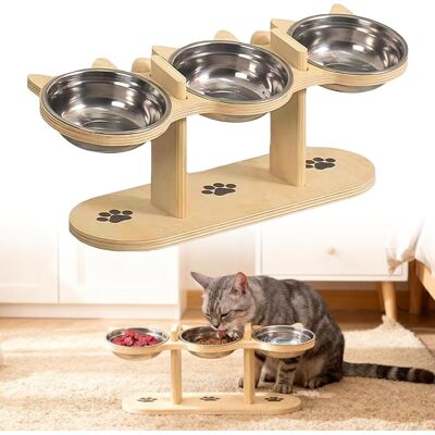 Generic Lot De 3 Gamelles Surélevées 3 En 1 Pour Chat Avec 3 Gamelles En Acier Inoxydable - Avec Support En Bois - Gamelle Ergonomique Pour Petits Chiens - Publicité Generic Lot De 3 Gamelles Surélevées 3 En 1 Pour Chat Avec 3 Gamelles En Acier Inoxydable - Avec Support En Bois - Gamelle Ergonomique Pour Petits Chiens - Publicité