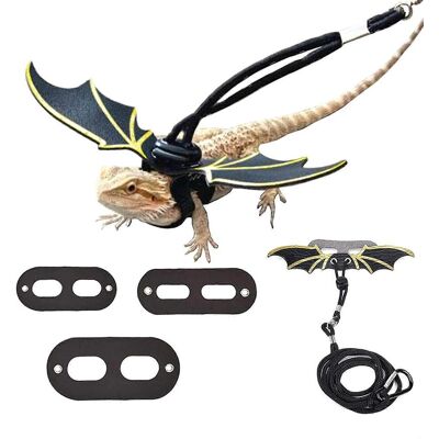 ALLAUVE Harnais Pour Dragon Barbu, Laisse Pour Lézard Avec Ailettes Réglables Pour Reptiles - Publicité ALLAUVE Harnais Pour Dragon Barbu, Laisse Pour Lézard Avec Ailettes Réglables Pour Reptiles - Publicité