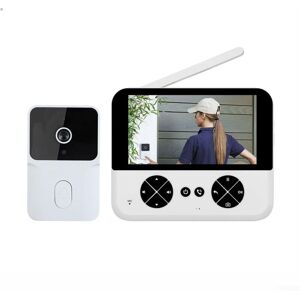Sonnette vidéo sans fil de 10,9 cm, caméra de sonnette sans fil pour l'extérieur, interphone vocal, sonnette, sonnette de porte (blanc) - Publicité Sonnette vidéo sans fil de 10,9 cm, caméra de sonnette sans fil pour l'extérieur, interphone vocal, sonnette, sonnette de porte (blanc) - Publicité