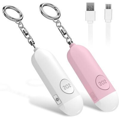 OEM Alarme De Poche Rechargeable 2 Pièces (rose + Blanc), Défense Personnelle De Base, Livrée Avec Sirène Anti-attaque 130 Db Et Lumière Led, Adaptée Aux Femmes, Aux Enfants Et Aux Personnes Âgées-crezuo - Publicité OEM Alarme De Poche Rechargeable 2 Pièces (rose + Blanc), Défense Personnelle De Base, Livrée Avec Sirène Anti-attaque 130 Db Et Lumière Led, Adaptée Aux Femmes, Aux Enfants Et Aux Personnes Âgées-crezuo - Publicité