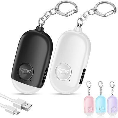 LBJFYHJN Alarme Personnelle - Lot De 2 - Abs Rechargeable - 130db Led Ip44 - Sécurité Femme Enfant - Publicité LBJFYHJN Alarme Personnelle - Lot De 2 - Abs Rechargeable - 130db Led Ip44 - Sécurité Femme Enfant - Publicité