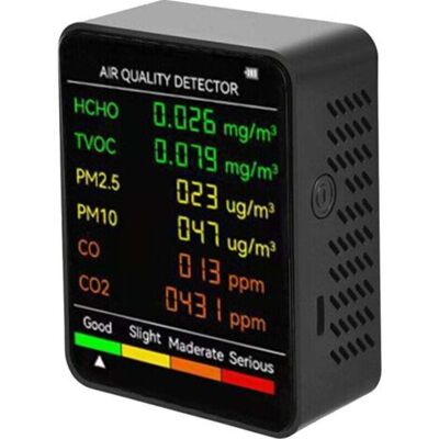 ABYSSE Détecteur De Qualité De L'Air Multifonctionnel 6 En 1 Détecteur De Monoxyde De Carbone Dioxyde De Carbone Formaldéhyde Détecteur À Grand Écran Lcd Avec Pile Au Lithium Intégrée, Noir - Noir - Publicité ABYSSE Détecteur De Qualité De L'Air Multifonctionnel 6 En 1 Détecteur De Monoxyde De Carbone Dioxyde De Carbone Formaldéhyde Détecteur À Grand Écran Lcd Avec Pile Au Lithium Intégrée, Noir - Noir - Publicité