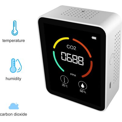 MOXIE Sjlerst Détecteur De Dioxyde De Carbone 3 En 1, Capteur De Dioxyde De Carbone Portable Avec Écran Lcd, Thermohygromètre Domestique Avec Alarme, 400-5000 Ppm Blanc - Publicité MOXIE Sjlerst Détecteur De Dioxyde De Carbone 3 En 1, Capteur De Dioxyde De Carbone Portable Avec Écran Lcd, Thermohygromètre Domestique Avec Alarme, 400-5000 Ppm Blanc - Publicité