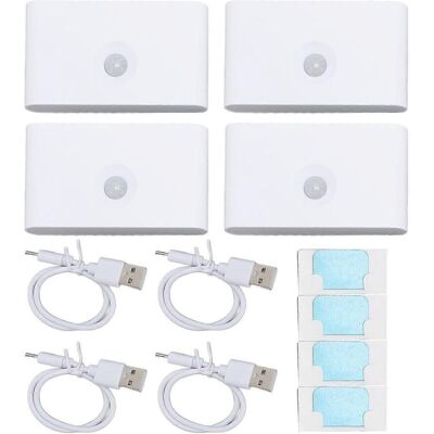 FLAMMKRAFT Lot De 4 Veilleuses Led À Détecteur De Mouvement 2700k, Rechargeables Sous Usb-c, Magnétiques, Double Éclairage Latéral. Publicité FLAMMKRAFT Lot De 4 Veilleuses Led À Détecteur De Mouvement 2700k, Rechargeables Sous Usb-c, Magnétiques, Double Éclairage Latéral. Publicité