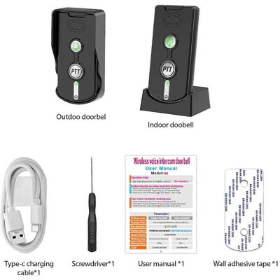 FLAMMKRAFT Sonnette Sans Fil Avec Interphone Rechargeable, Portée De 1000 M, Pour La Maison. Publicité FLAMMKRAFT Sonnette Sans Fil Avec Interphone Rechargeable, Portée De 1000 M, Pour La Maison. Publicité