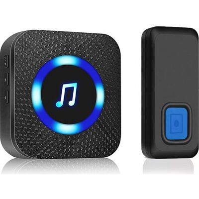 ABYSSE Sonnette Sans Fil, Portée De 300 M, Sonnette Électronique Étanche, Kit De Sonnette Électrique Pour La Maison Avec Récepteur Intégré, 50 Mélodies Au Choix, Led Noire Et Bleue - Publicité ABYSSE Sonnette Sans Fil, Portée De 300 M, Sonnette Électronique Étanche, Kit De Sonnette Électrique Pour La Maison Avec Récepteur Intégré, 50 Mélodies Au Choix, Led Noire Et Bleue - Publicité
