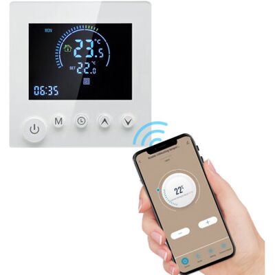 ABYSSE Thermostat Connecté Intelligent Pour Le Chauffage De L'Eau Thermostat Wifi Pour Le Chauffage Au Sol Compatible Avec Alexa Et Google- Blanc 3a - Publicité ABYSSE Thermostat Connecté Intelligent Pour Le Chauffage De L'Eau Thermostat Wifi Pour Le Chauffage Au Sol Compatible Avec Alexa Et Google- Blanc 3a - Publicité