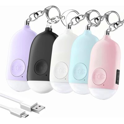 LBJFYHJN Alarme Personnelle - Lot De 5 - Abs Rechargeable - 130 Db Led - Sécurité Femme Enfant - Multicolore - Publicité LBJFYHJN Alarme Personnelle - Lot De 5 - Abs Rechargeable - 130 Db Led - Sécurité Femme Enfant - Multicolore - Publicité