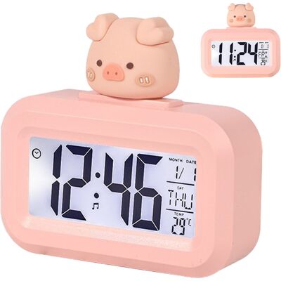 MCKENSA Horloge Électronique De Bureau Avec Écran Led Et Alarme, Affichage De L'Heure, Du Calendrier Et De La Température, Motif Cochon Rose - Publicité MCKENSA Horloge Électronique De Bureau Avec Écran Led Et Alarme, Affichage De L'Heure, Du Calendrier Et De La Température, Motif Cochon Rose - Publicité