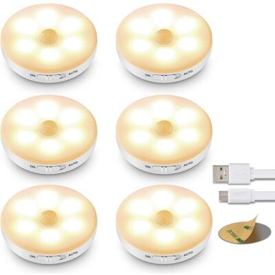 ENOWELIR Lampe Détecteur De Mouvement Intérieure Rechargeable Sans Fil – Veilleuse Automatique Pour Enfants, Escaliers Et Couloirs – 3 Modes (auto/on/off) – Lot De 6 - Publicité ENOWELIR Lampe Détecteur De Mouvement Intérieure Rechargeable Sans Fil – Veilleuse Automatique Pour Enfants, Escaliers Et Couloirs – 3 Modes (auto/on/off) – Lot De 6 - Publicité