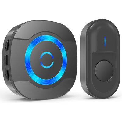 Sonnette Sans Fil Étanche Ip55, Portée 300 M, Avec Récepteur À Brancher, 55 Mélodies, Led, Noire-aquaforge - Publicité Sonnette Sans Fil Étanche Ip55, Portée 300 M, Avec Récepteur À Brancher, 55 Mélodies, Led, Noire-aquaforge - Publicité
