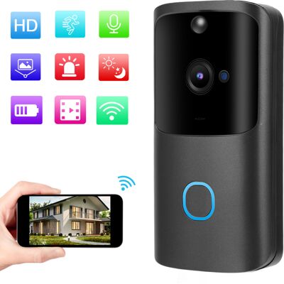Sonnette Vidéo Sans Fil Wi-fi 100 Db, Audio Bidirectionnel, Détection De Mouvement, Alarme, Vision Nocturne, Interphone 90-260veu-aquaforge - Publicité Sonnette Vidéo Sans Fil Wi-fi 100 Db, Audio Bidirectionnel, Détection De Mouvement, Alarme, Vision Nocturne, Interphone 90-260veu-aquaforge - Publicité