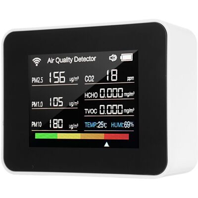 Scotch Compteur De Qualité De L’air Tuya Wifi 13 En 1, Moniteur Intérieur Détectant Co₂, Tvoc, Hcho, Pm2.5, Pm1.0, Pm10, Humidité, Température, Date, Heure, Alarme, Minuterie, Chronomètre Po - Publicité Scotch Compteur De Qualité De L’air Tuya Wifi 13 En 1, Moniteur Intérieur Détectant Co₂, Tvoc, Hcho, Pm2.5, Pm1.0, Pm10, Humidité, Température, Date, Heure, Alarme, Minuterie, Chronomètre Po - Publicité