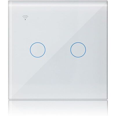 SANS MARQUE Wifi Interrupteur Tactile Connecté 2 Gang 1 Voies Compatible Avec Alexa, Interrupteur Lumineux Mural Tuya Smart Life App Intelligent Contrôle - Publicité SANS MARQUE Wifi Interrupteur Tactile Connecté 2 Gang 1 Voies Compatible Avec Alexa, Interrupteur Lumineux Mural Tuya Smart Life App Intelligent Contrôle - Publicité