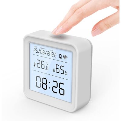 OEM Thermomètre Hygromètre Wifi Intérieur, Capteur Température Humidité Tuya Avec Écran Rétro-éclairé Et Enregistrement De Données Pour Chambre Bébé - Publicité OEM Thermomètre Hygromètre Wifi Intérieur, Capteur Température Humidité Tuya Avec Écran Rétro-éclairé Et Enregistrement De Données Pour Chambre Bébé - Publicité