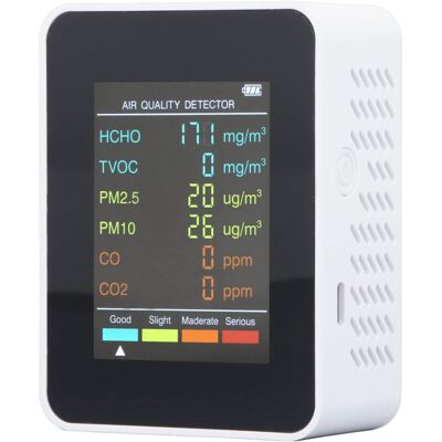 Melissa Moniteur De Qualité De L'Air Portable Avec Écran Lcd Rétroéclairé, Détecteur Co2 Tvoc Hcho Pm2.5 Pm10 Avec Alarme, Blanc,de Debuns - Publicité Melissa Moniteur De Qualité De L'Air Portable Avec Écran Lcd Rétroéclairé, Détecteur Co2 Tvoc Hcho Pm2.5 Pm10 Avec Alarme, Blanc,de Debuns - Publicité