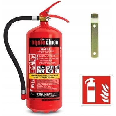 OEM Extincteur À Poudre Gp 6 Kg - 6x Abc Ogniochron Avec Support + Panneau - Publicité OEM Extincteur À Poudre Gp 6 Kg - 6x Abc Ogniochron Avec Support + Panneau - Publicité