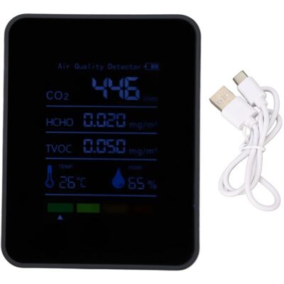 PELTOR Jeffergarden Détecteur De Co2 Portable Alimenté Par Batterie, Mesurant Le Co2, Le Formaldéhyde, Les Composés Organiques Volatils Totaux (covt) Et L'Humidité. Moniteur De Qualité De L'Air Cinq En Un. Publicité PELTOR Jeffergarden Détecteur De Co2 Portable Alimenté Par Batterie, Mesurant Le Co2, Le Formaldéhyde, Les Composés Organiques Volatils Totaux (covt) Et L'Humidité. Moniteur De Qualité De L'Air Cinq En Un. Publicité
