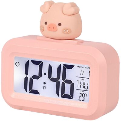 PELTOR Jeffergarden Horloge Électronique Mignon Dessin Animé Écran Led Bureau Alarme Électronique Données Temps Calendrier Température Horloge Rose Cochon - Publicité PELTOR Jeffergarden Horloge Électronique Mignon Dessin Animé Écran Led Bureau Alarme Électronique Données Temps Calendrier Température Horloge Rose Cochon - Publicité