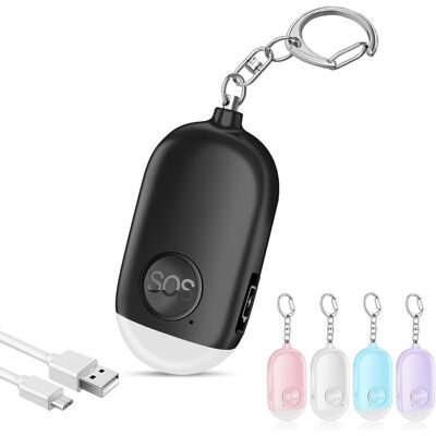 LBJFYHJN Alarme Personnelle 130db - Rechargeable Avec Led - Porte-clés Sécurité Ip44 - Pour Femme Enfant Senior - Noir - Publicité LBJFYHJN Alarme Personnelle 130db - Rechargeable Avec Led - Porte-clés Sécurité Ip44 - Pour Femme Enfant Senior - Noir - Publicité