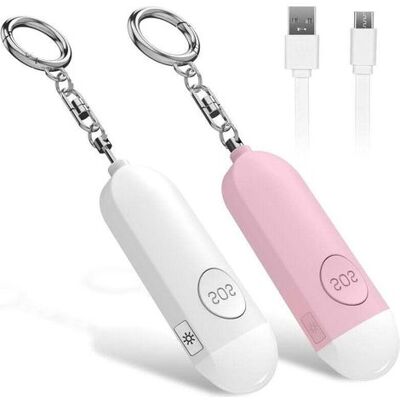 FANGMEDIA Alarme De Poche Rechargeable 2 Pièces (rose + Blanc), Défense Personnelle De Base, Livrée Avec Sirène Anti-attaque 130 Db Et Lumière Led, Adaptée Aux Femmes, Aux Enfants Et Aux Personnes Âgées - Publicité FANGMEDIA Alarme De Poche Rechargeable 2 Pièces (rose + Blanc), Défense Personnelle De Base, Livrée Avec Sirène Anti-attaque 130 Db Et Lumière Led, Adaptée Aux Femmes, Aux Enfants Et Aux Personnes Âgées - Publicité