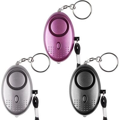 LBJFYHJN Alarme Personnelle 140db - Lot De 3 - Avec Lampe Led - Sécurité Urgence - Pour Enfants Femmes Seniors - Noir Argent Violet - Publicité LBJFYHJN Alarme Personnelle 140db - Lot De 3 - Avec Lampe Led - Sécurité Urgence - Pour Enfants Femmes Seniors - Noir Argent Violet - Publicité