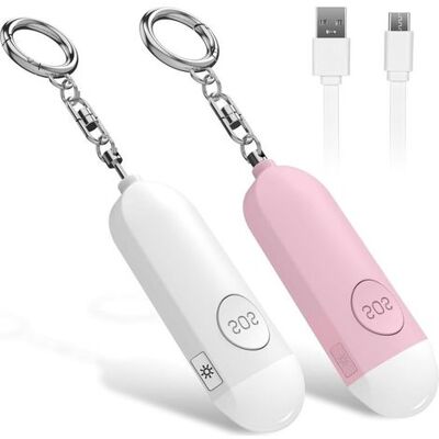 FANGMEDIA Alarme De Poche Rechargeable 2 Pièces (rose + Blanc), Défense Personnelle De Base, Livrée Avec Sirène Anti-attaque 130 Db Et Lumière Led, Adaptée Aux Femmes, Aux Enfants Et Aux Personnes Âgées - Publicité FANGMEDIA Alarme De Poche Rechargeable 2 Pièces (rose + Blanc), Défense Personnelle De Base, Livrée Avec Sirène Anti-attaque 130 Db Et Lumière Led, Adaptée Aux Femmes, Aux Enfants Et Aux Personnes Âgées - Publicité