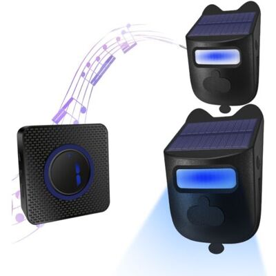 NO BRAND Pair - Détecteur De Mouvement Solaire Sans Fil – Portée 200-300m – Angle De Détection 120° – 38 Sonneries Personnalisables – Étanchéité Ip60 - Publicité NO BRAND Pair - Détecteur De Mouvement Solaire Sans Fil – Portée 200-300m – Angle De Détection 120° – 38 Sonneries Personnalisables – Étanchéité Ip60 - Publicité