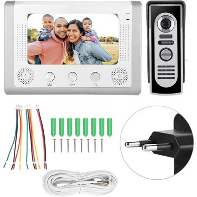 Interphone Vidéo Filaire Avec Écran Couleur Tft Lcd 7 Pouces, Vision Nocturne Infrarouge, 100-240 V (ue)-aquaforge - Publicité Interphone Vidéo Filaire Avec Écran Couleur Tft Lcd 7 Pouces, Vision Nocturne Infrarouge, 100-240 V (ue)-aquaforge - Publicité