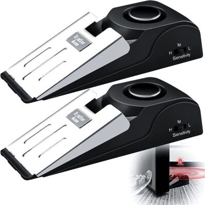 SANS MARQUE (noir)alarme De Porte Modèle Sur Pied - Sirène 120 Db - Cale De Sécurité En Caoutchouc - Lot De 2 - Publicité SANS MARQUE (noir)alarme De Porte Modèle Sur Pied - Sirène 120 Db - Cale De Sécurité En Caoutchouc - Lot De 2 - Publicité