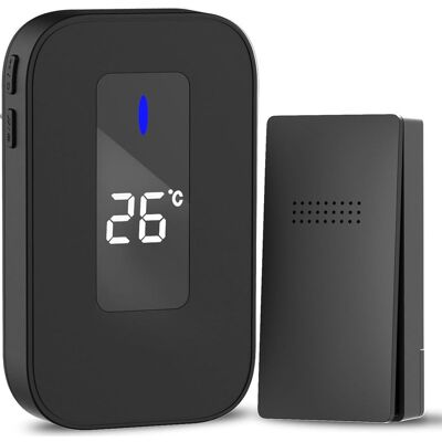 Vision Sonnette Sans Fil, Kit De Carillon Électronique Avec Affichage De La Température, 38 Mélodies Et 4 Niveaux De Volume — Idéal Pour La Maison Et Le Bureau (noir, 1+1) - Publicité Vision Sonnette Sans Fil, Kit De Carillon Électronique Avec Affichage De La Température, 38 Mélodies Et 4 Niveaux De Volume — Idéal Pour La Maison Et Le Bureau (noir, 1+1) - Publicité