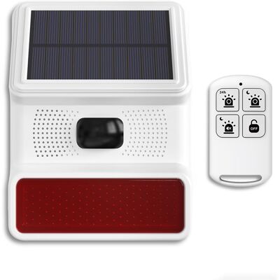 LBJFYHJN Sirène Alarme Extérieure Solaire - 1 Unité - Ip65 Étanche - Détection Mouvement 120db - Wifi Contrôle Distance - Jardin Ferme - Publicité LBJFYHJN Sirène Alarme Extérieure Solaire - 1 Unité - Ip65 Étanche - Détection Mouvement 120db - Wifi Contrôle Distance - Jardin Ferme - Publicité